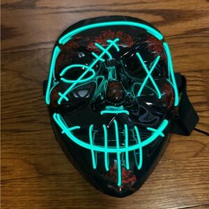 Purge Costume LED Light Up Mask with Neon Blue Accents
